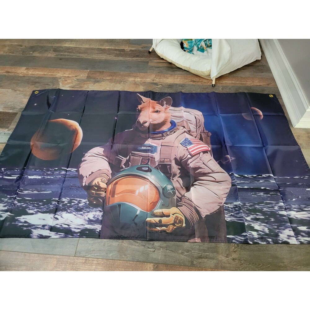 NEW 3X5 Kangaroo astronaut flag, Wall banner